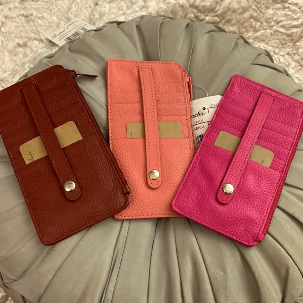 NWTS! Your Choice, Julia Buxton Hudson Pik-Me-Up Thin Leather Card Holder.